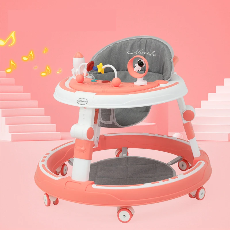 Trotteur Bébé 3 En 1 Pliable - 5 Hauteurs Réglables, 360°, Station Musicale Ludique, Plateau Repas Amovible - Noir (58x55x65cm)