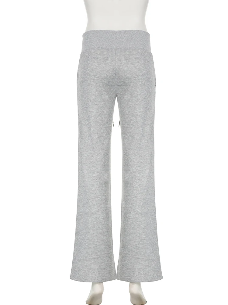 IAMSURE Casual Basic Solid Pockets Track Pants Loose Low-Waisted Wide Lge Pants Women 2024 Summer Fashion Streetwear Ladies