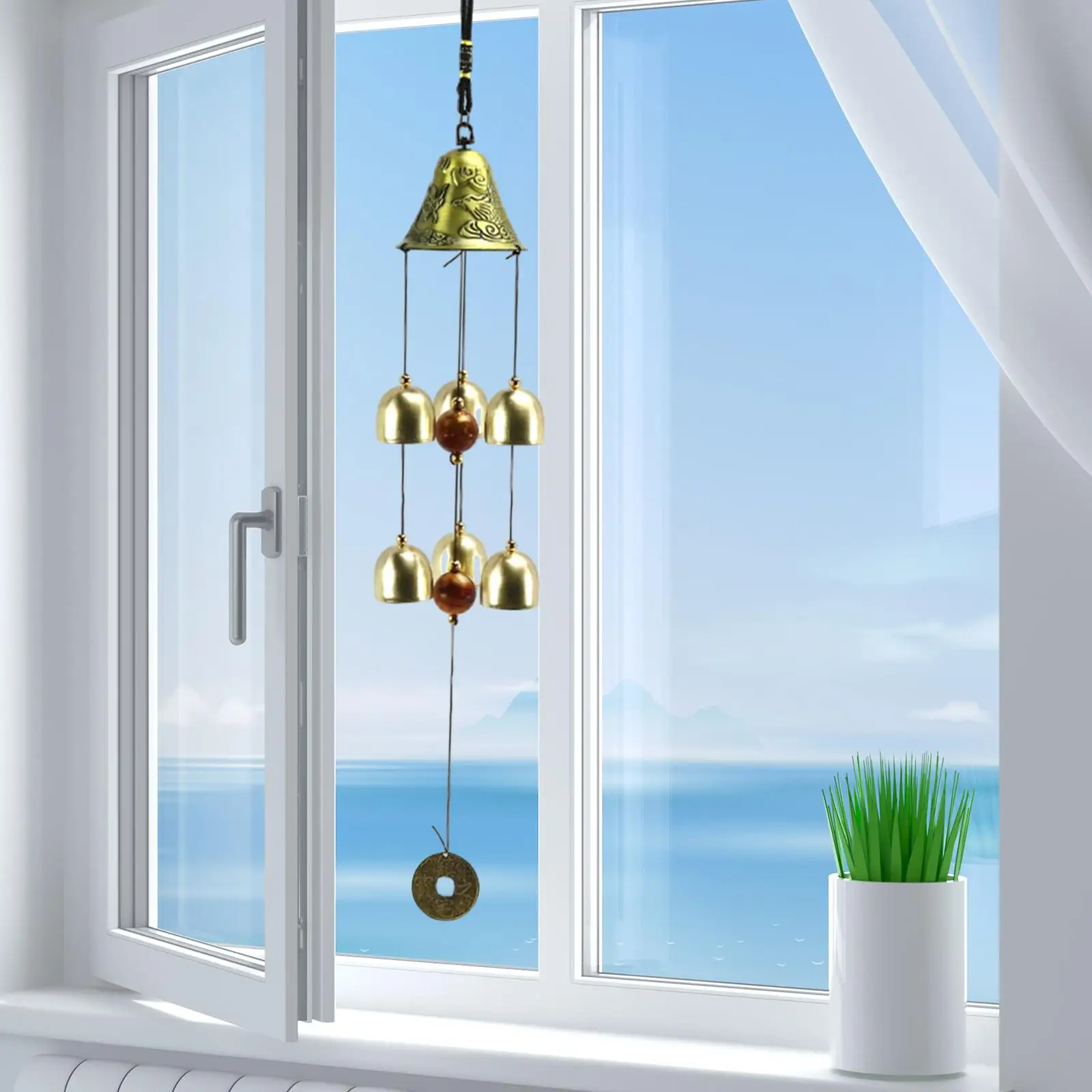 Wind Chime Alloy Pleasant Sound Hanging Ornament for Balcony Lawn Outdoor