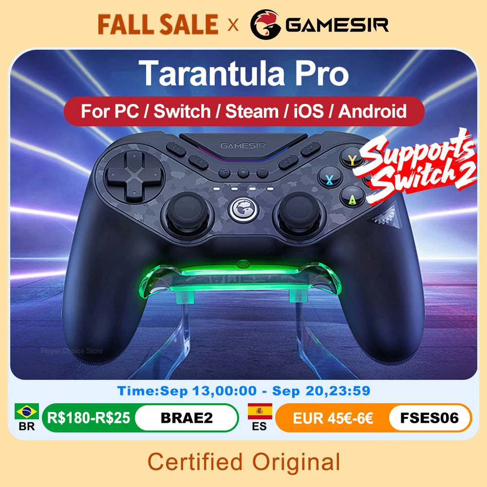 وحدة تحكم GameSir Tarantula Pro للكمبيوتر الشخصي ونينتندو سويتش 2 وأندرويد وiOS مع عصا تحكم TMR Hall وتقنية NFC وجيروسكوب سداسي المحاور