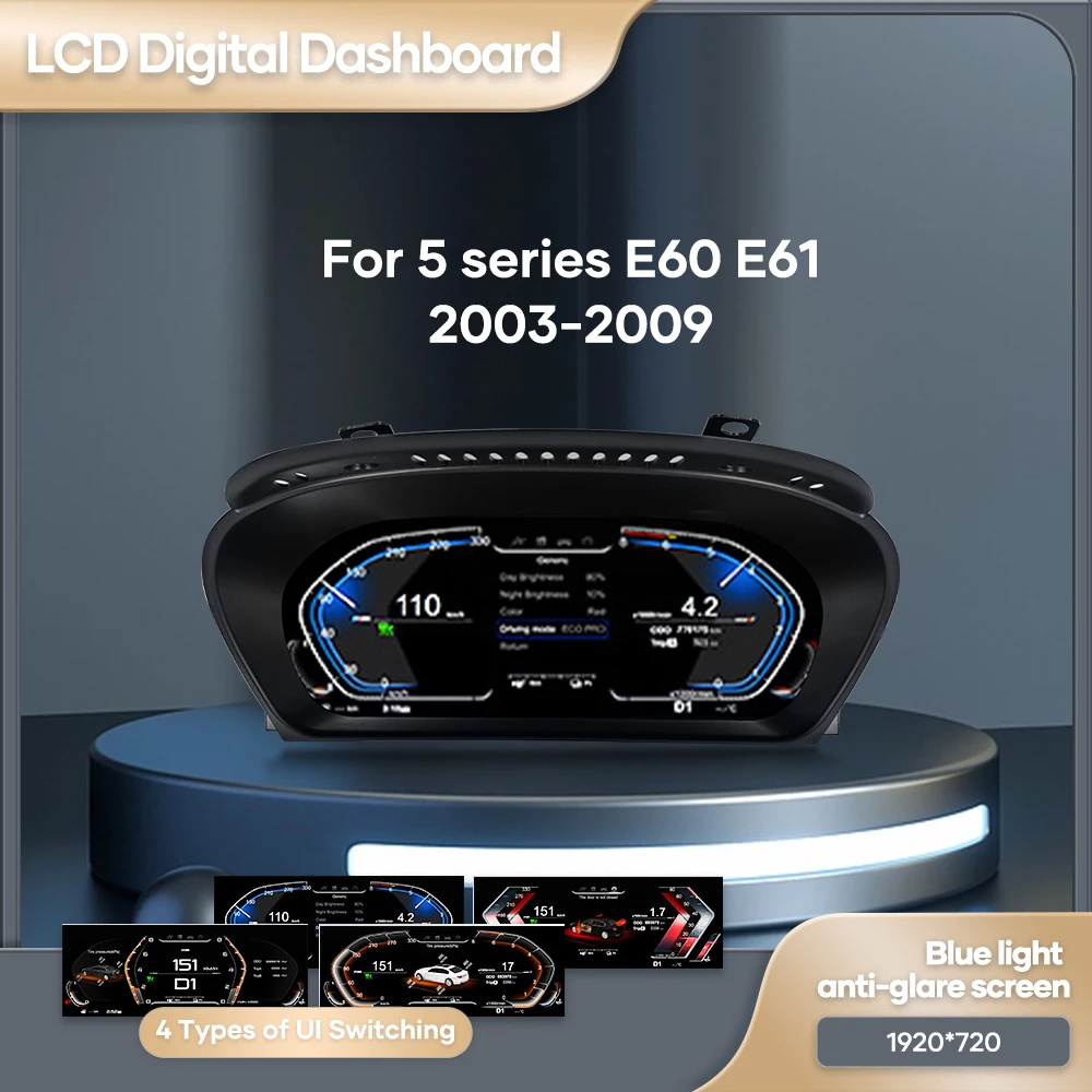 Speedomete rDigital Cluster Dashboard For BMW 5 Series E60 E61 E63 E64 525D 2003-09 Year CCC CIC Auto Lcd Panel Virtuele Cockpit