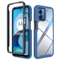 Crystal Clear Hard Protective Back Cover for Moto G41 (Blue)