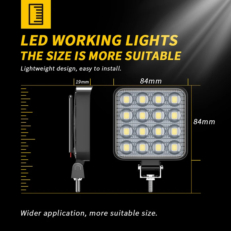 자동차 LED 작업등 48W DC 12/24볼트 6000K 백색 범용 트럭 자동차 전구