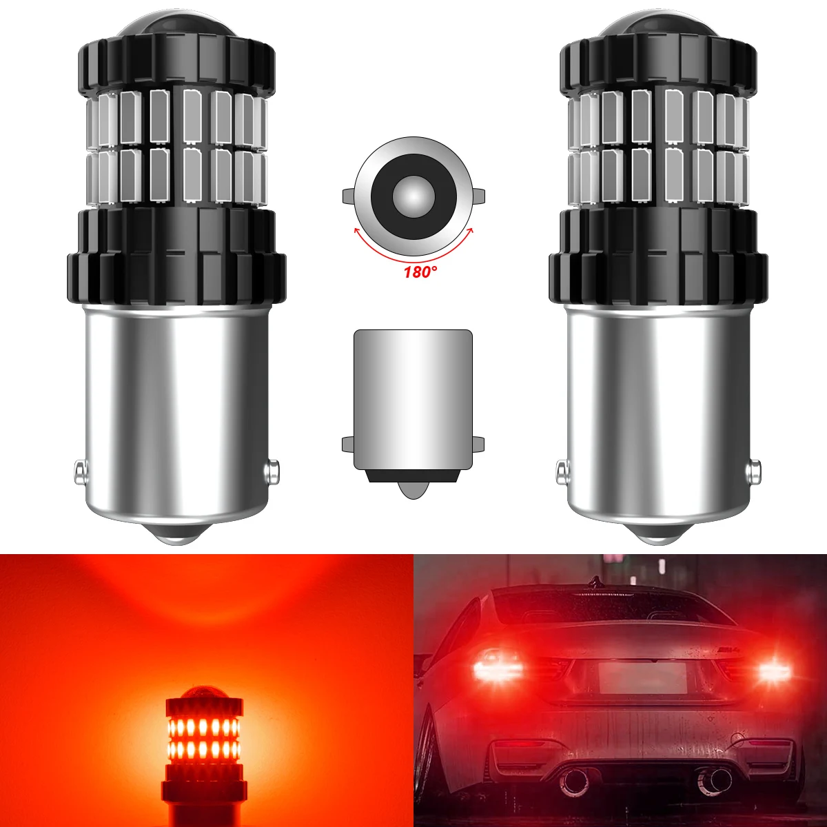 

2Pcs 1156 P21W LED Turn Signal Light Hyper Flash 1073 BA15S LED DRL Red White Amber Auto Light Reverse Lamps For Audi A3 A4