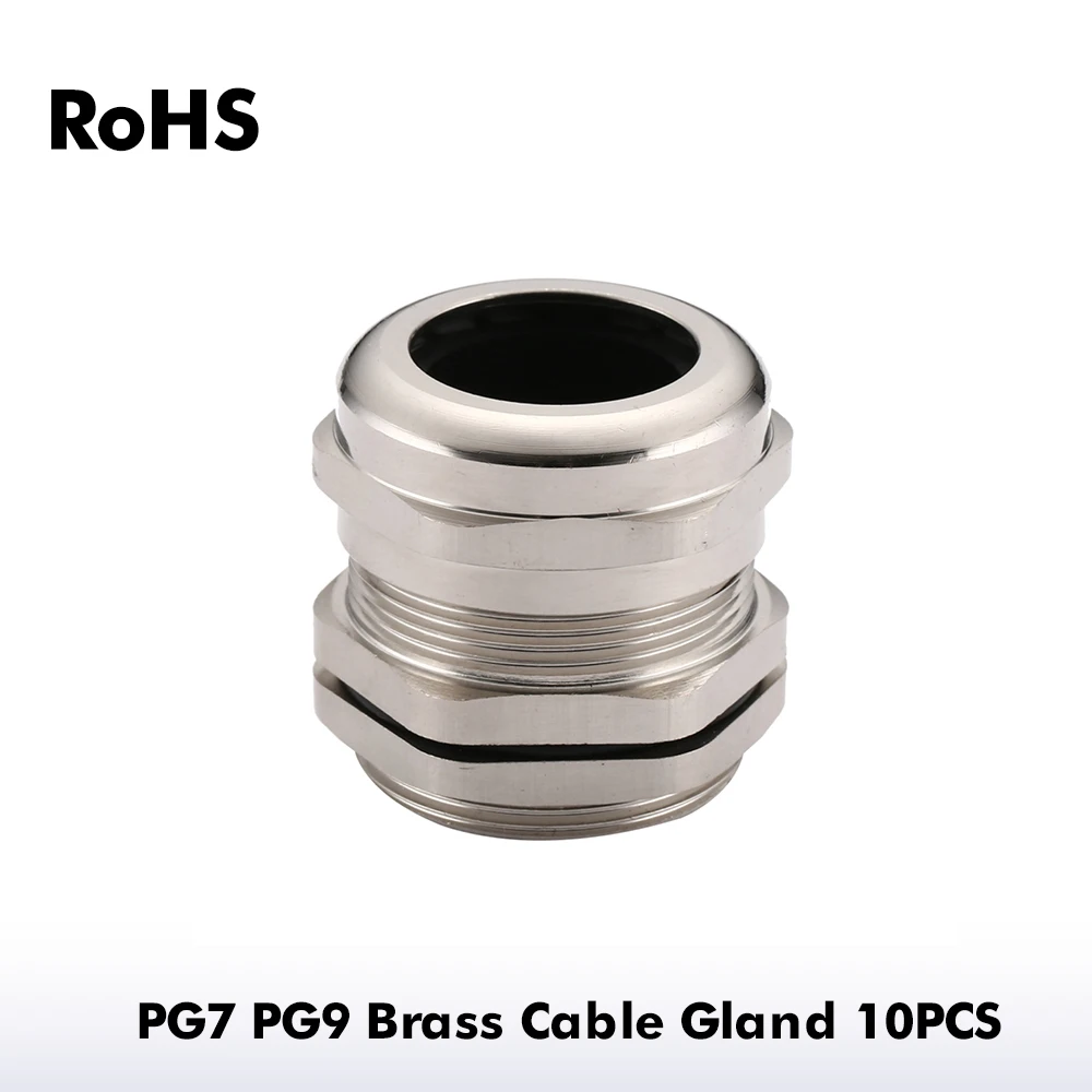 10pcs IP68 PG7 for 3-6.5mm PG9 Waterproof Nickel-plated Brass Cable Gland Connector