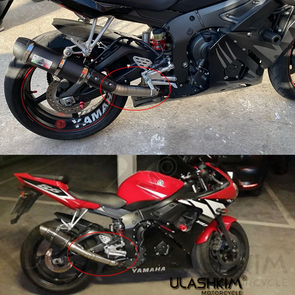Exhaust Slip On for YAMAHA YZF-R6 R6 1998-2005 Motorcycle 51mm Link Pipe System Muffler Front Header Pipe