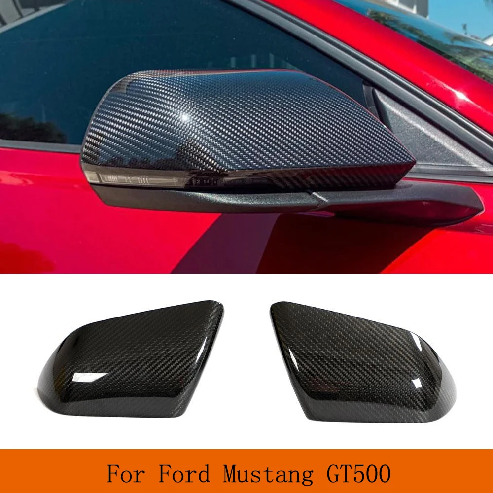 

Rearview Side Dry Carbon Mirror Cover Caps for Ford Mustang GT500 2015-2023 Car Exterior Accessories With Turn Signals Cutout