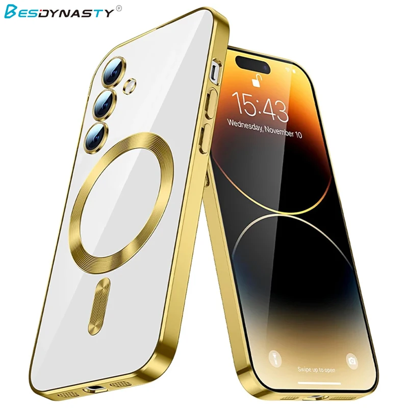 Luxury Soft Silicone Plating Armor Magnetic Phone Case with MagSafe Compatibility