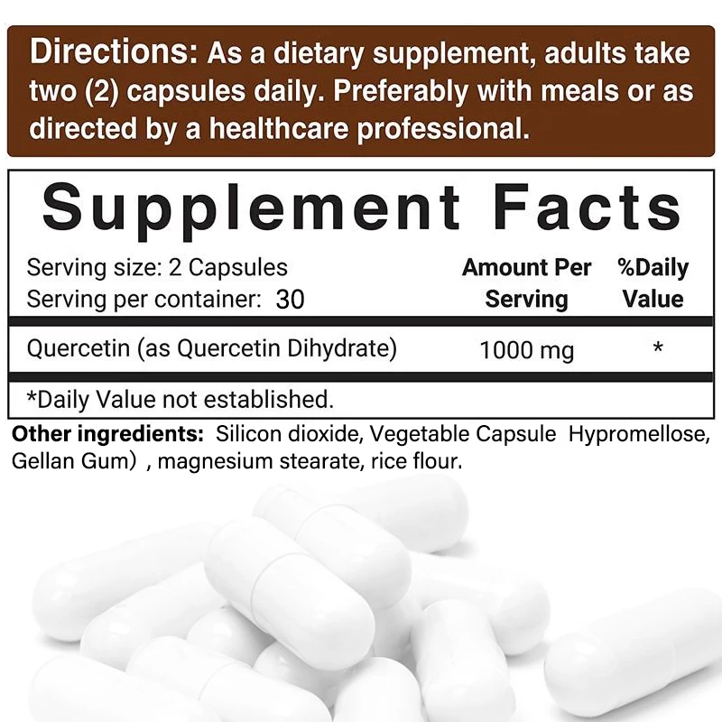 Quercetin Supplement 60 pcs Nutritional Supplement To Support The Immune System Antioxidant And Enzyme Activity