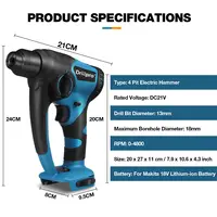 Drillpro Brushless Electric Hammer 13mm Cordless Electric Drill Concrete Demolition Hammer Rechargeable for Makita 18V Battery 2