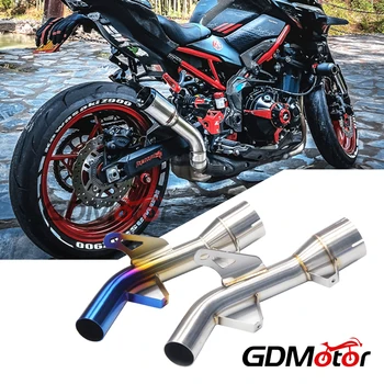 For Kawasaki Z900 Z900e 2018-2021 Motorcycle Modified Exhaust Escape Mid Link Pipe Catalyst Delete With Carbon Fiber Heat Shield