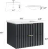 24 Inch Bathroom Vanity with Sink Combo, Floating Bathroom Vanity with 2 Fluted Drawer & Metal Handles, Modern Wall Mount 2