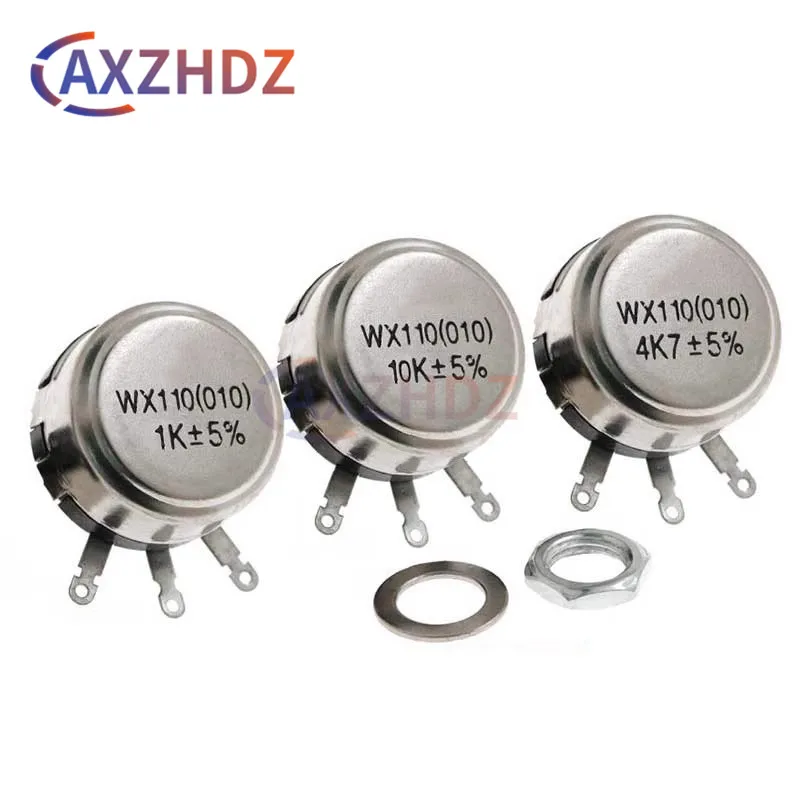Adjustable Wire-Wound Potentiometer with 6mm Metal Shaft - 1W, 22Ω to 22KΩ Range