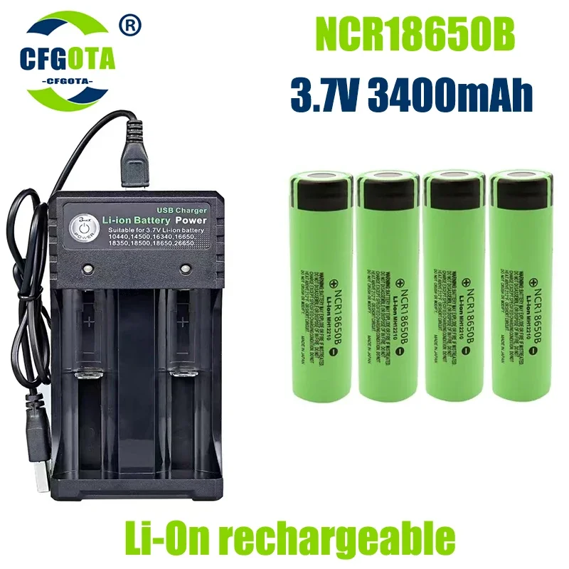 

18650 Battery Free Shipping 2023NewBestselling 34B Li-ion 3.7V 3400MAH+Charger Rechargeable Battery Suitable Screwdriver Battery