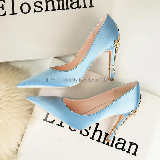 Elegant Women Pumps New Design Appliques Women's Party Shoes Bride Wedding Shoes High Heels Stilettos High-heeled Shoes Silk 6