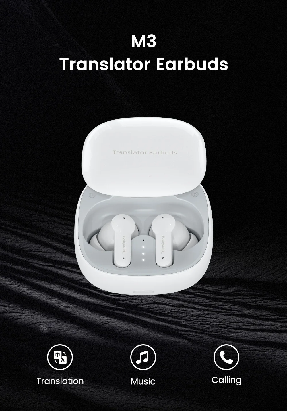 

Smart Voice Earbuds Translator 144 Online 8 Offline Languages Translation Machine Support Music Calling M3 BT Intertranslation