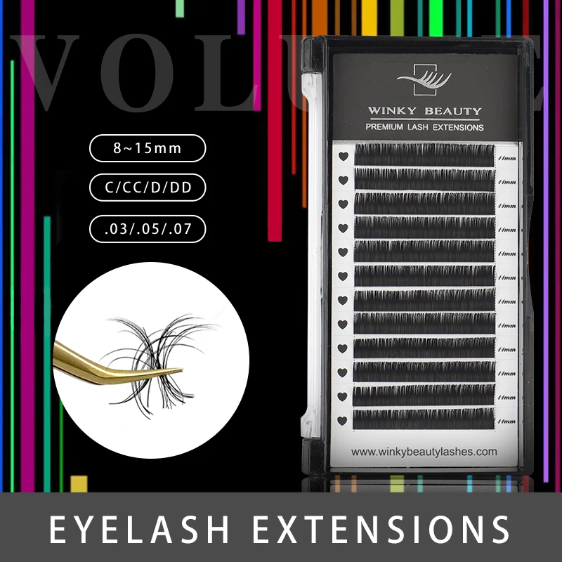 

Winky Beauty Individual Classic Eyelash Extension C/CC/D/DD Curl Lashes Extension Russian Volume Eyelashes Matte Faux Mink