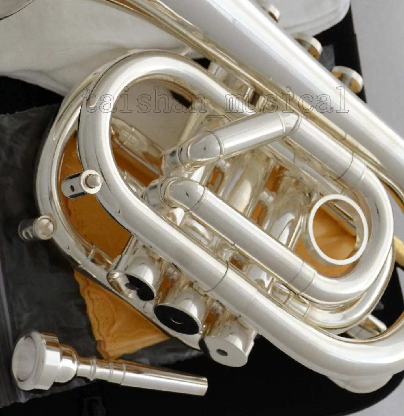 Professional Silver Plated Pocket Trumpet Bb Key Monel Valves Free 2 Mouthpiece