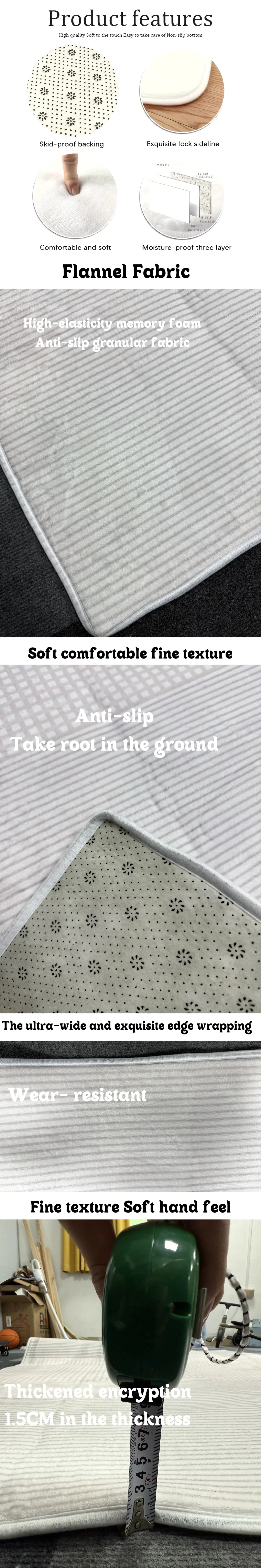 VIKAMA marble-patterned anti-slip bath mat with quick-dry absorbent carpet texture.