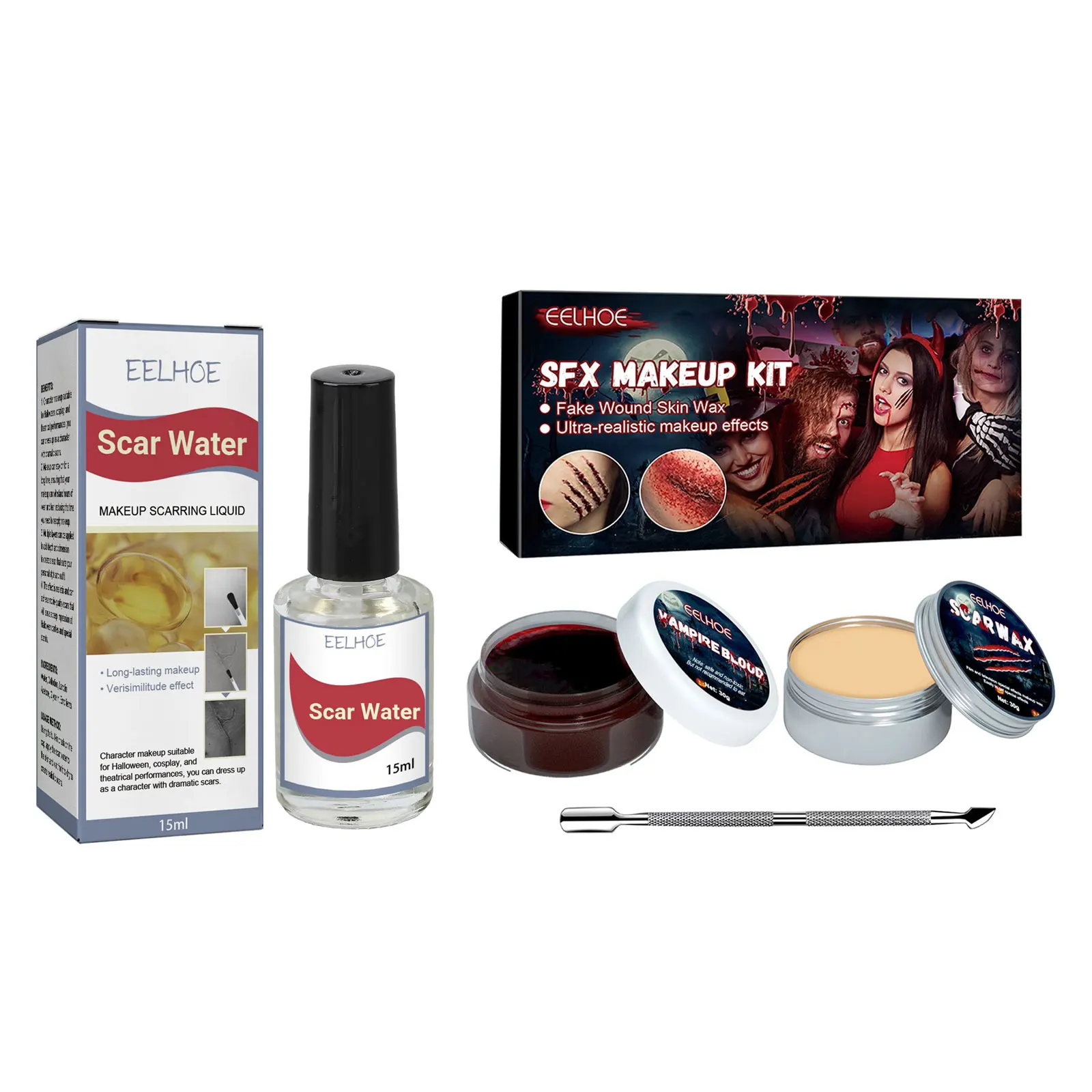 Professional Halloween Makeup Kit Fake Wound Scar Fake Blood Paint Scar Wax Halloween Special Effect Make Up Halloween Cosmetics 2