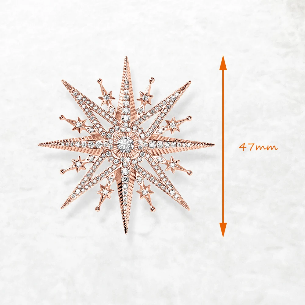 로즈 골드 도금 브로치 스타 순수한  여성을위한 브랜드의 새로운 고급 보석 로맨틱 선물