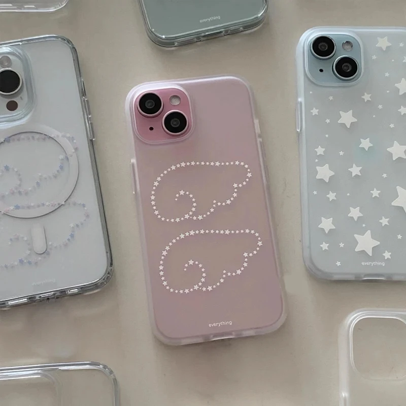 Korean Lovely Stars Angel Wing Matte Phone Case