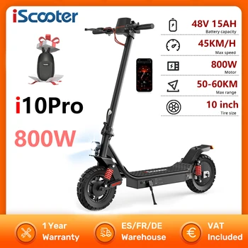 iScooter i10Pro 800W Scooter elettrico 48V15Ah Batteria eScooter 10 pollici 45KM/H Velocità 50-60km Gamma Monopattino elettrico con APP