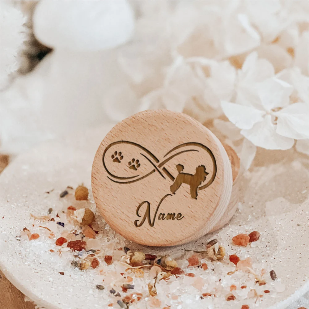 paw Love Name Printing pet memory storage box Cat Dog Teeth Wooden Carving Storage Box Pet Supplies Decor Memorial Gifts
