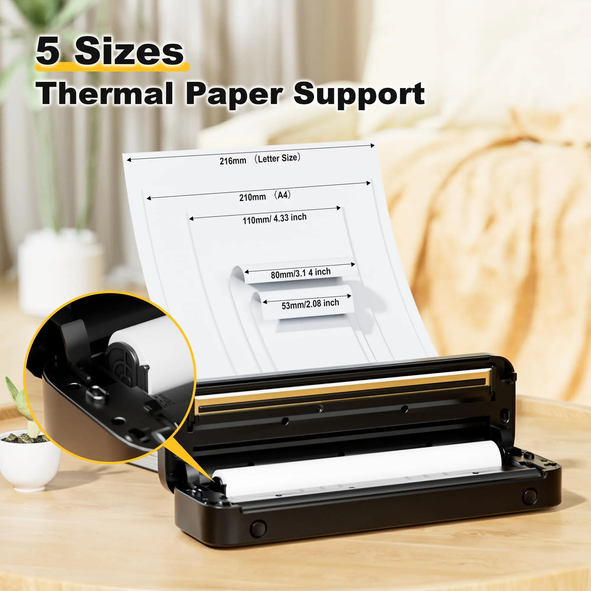 Phomemo M832 Portable Printer Portable Printers Wireless for Travel,Bluetooth Thermal Printer Support 8.5'' x 11'' Thermal Paper - 2