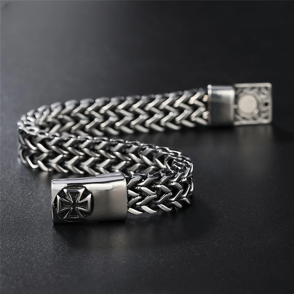 European and American Fashion Simple Personality Cross Men's Stainless Steel Bracelet