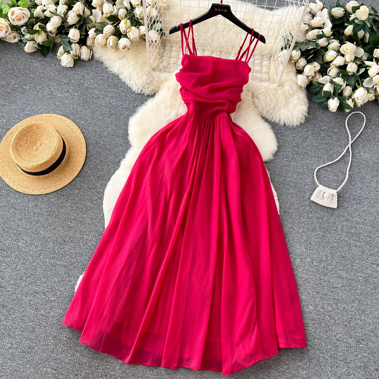 Women Sexy Beach Dress Summer Pleated Strapless Long Dresses Ladies Elegant Slim A-line Backless Boho Long Robe Vestidos