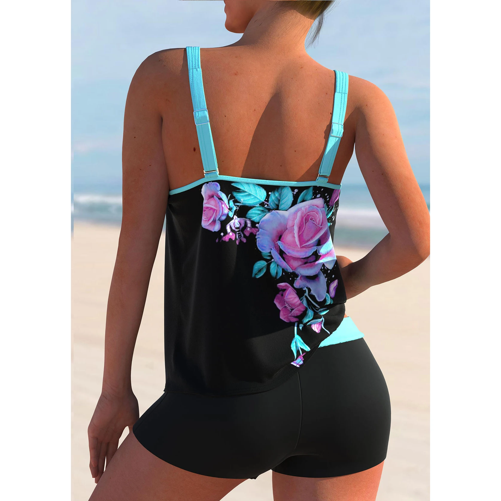 2023 New Bikini Women Flower Printing Monokini Swimwear Swimsuit Bikini Set Tankini Summer Bathing Suit Retro Beach Wear XS-8XL