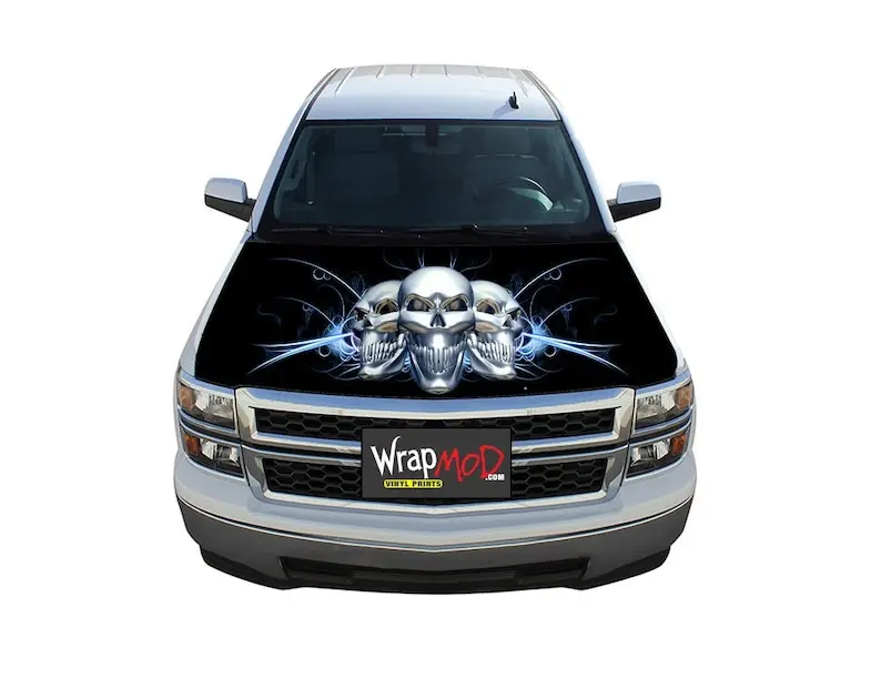 

Накидка на капюшон, хромированные черепа, графика пикапа, наклейки на грузовик, подарок на день отца, автомобиль