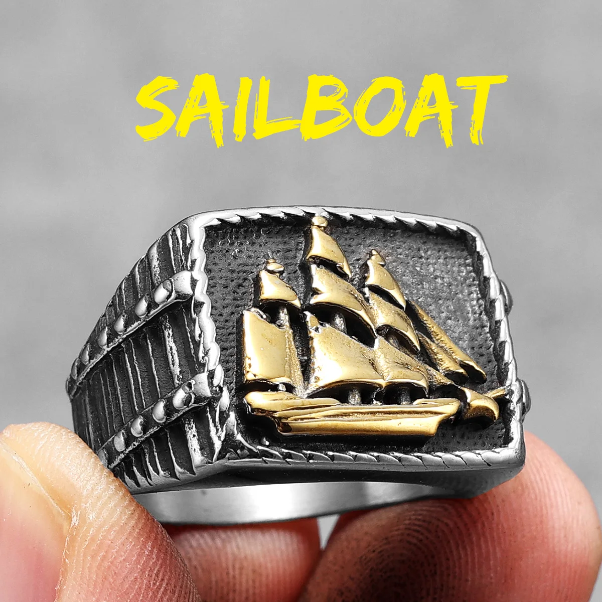 Anchor Lighthouse Ocean Sailor Ring - Stainless Steel Vintage Punk Fashion Jewelry Gift