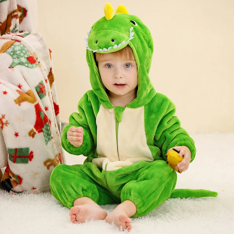 MICHLEY Winter Baby Rompers Hooded Flannel Cosplay Toddler Infant Clothes Overall Bodysuits Jumpsuit Costume For Kids Girl Boy baby rompers