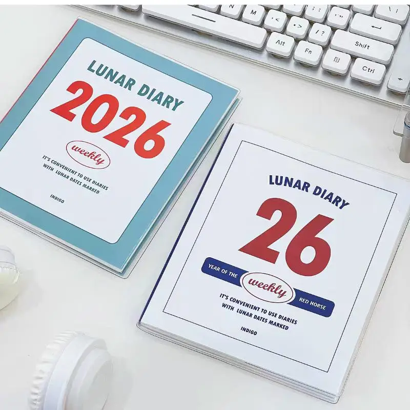 Agenda 2026 Minimalista con Calendario, Diario di Studio per Studenti, Taccuino Retrò, Blocco Note - immagine 4