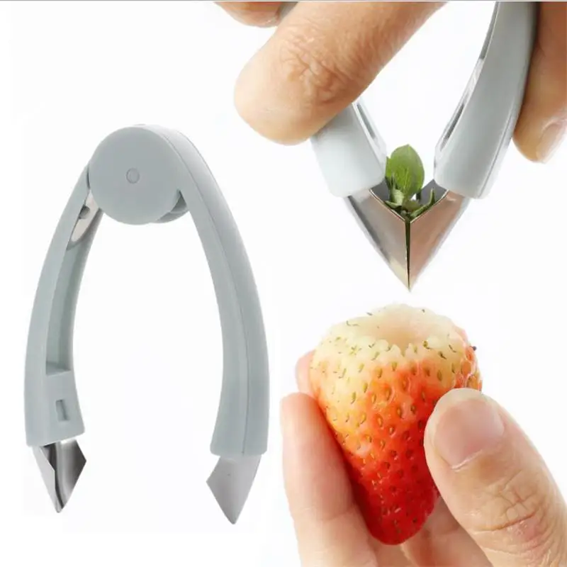 Stainless Steel Tomato Stem Strawberry Leaf Remover Pineapple Seed Cutter Fruit Shelling Tweezer Kitchen Machine Slicer Gadget Fruit Stem Remover
