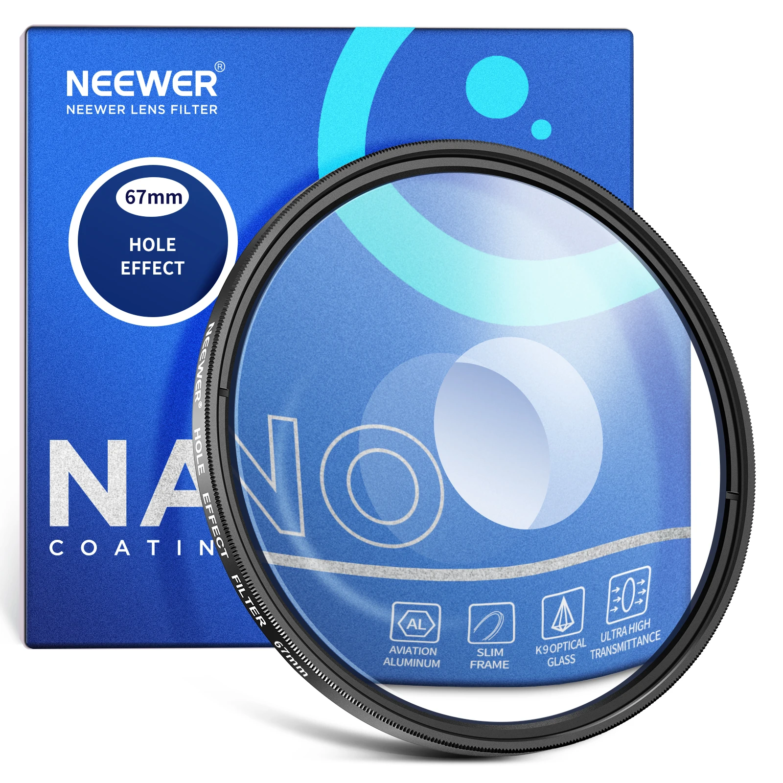 

NEEWER Spiral Halo Camera Lens Filter, Prism K9 Optical Glass Special Effects Filter Photography Camera Lens Accessories