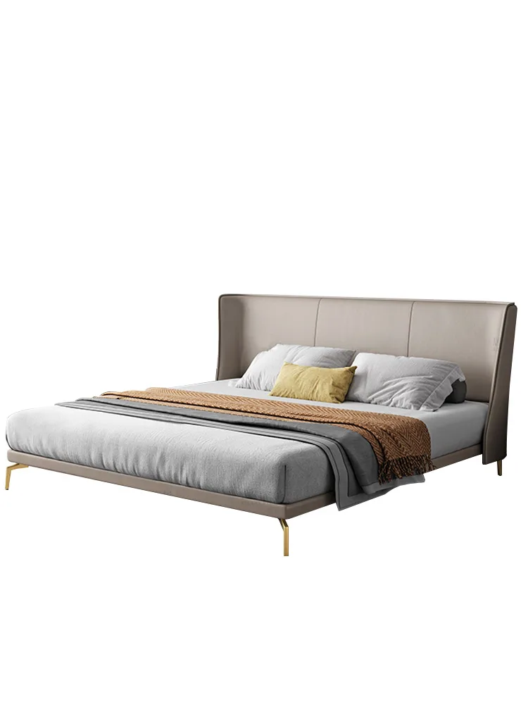 

Light Luxury Modern Minimalist Italian Style Minimalist Net Red Leather Bed Soft Bed Bedroom Double King Bed