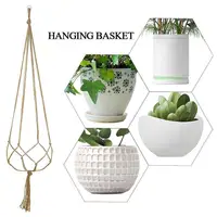 1pcs Braided Rope Hanging Basket  Flower Pot Straw Macrame Net Hanger Garden Holder Craft Plant Balcony Decor Accessories 5