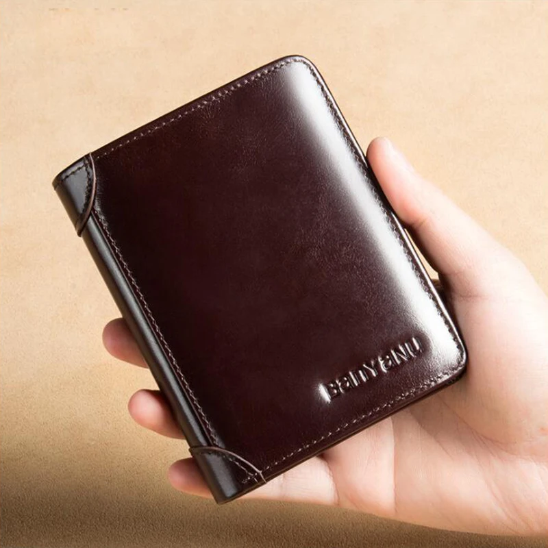 Genuine Leather Trifold Wallet for Men