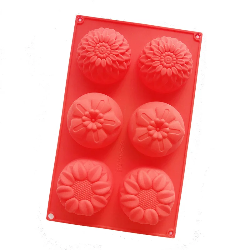 

6 Cavity 3D Sunflower Shaped Silicone Jelly Pudding Mould Fondant Mousse Cake Form Tray DIY Baking Decoration Tools