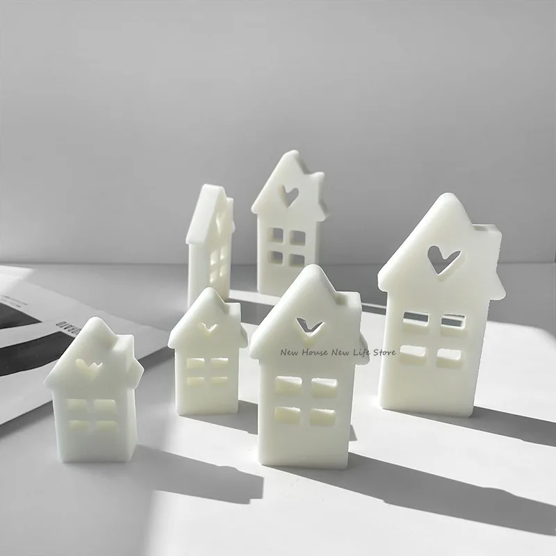 Cute Heart Shaped House Silicone Mold Star Houses Concrete Casting Molds DIY Gypsum Home Craft Decoration Resin Mould silicone mold,flower silicone mould