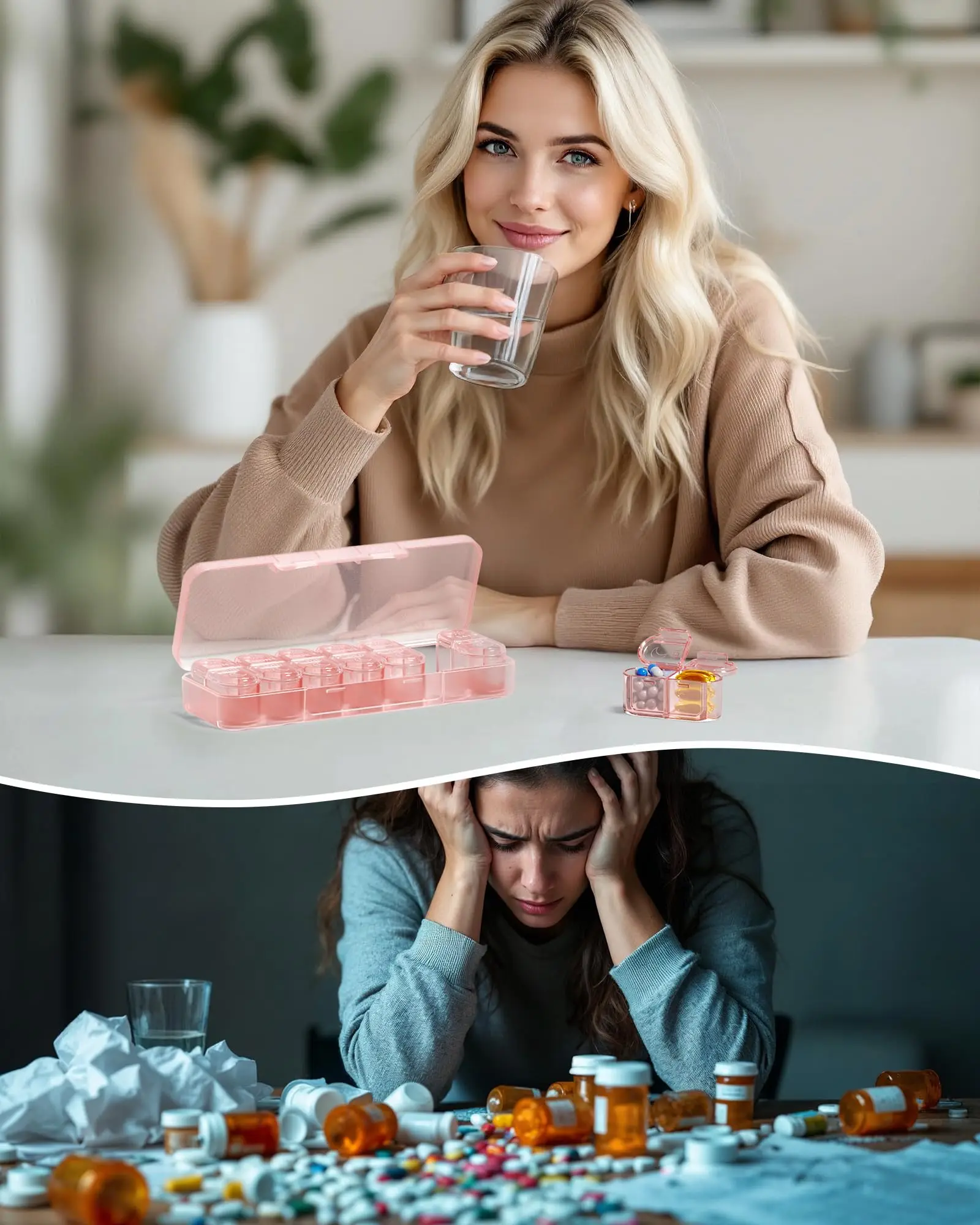 Dual-Compartment Weekly Pill Organizer for Travel & Daily Supplements