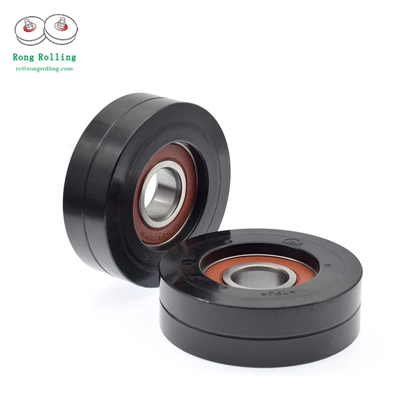 Plutônio de Borracha Coberto Rolamento 6204rs Diâmetro do Furo 20 mm Deslizante Porta Rolos Diâmetro 75 mm Espessura 24 Mm. 20*75*24 6204rs Preto