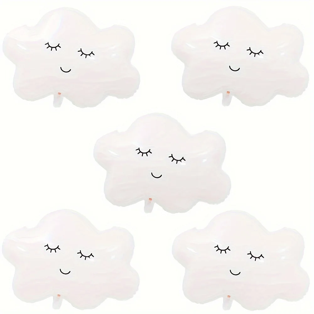 5 Stück 30 Zoll weiße Wolkenballons, wolkenförmige Ballons aus Aluminiumfolie und Polyesterfolie für Geschenke, Wolken-Themenparty, Geburtstagsdekoration