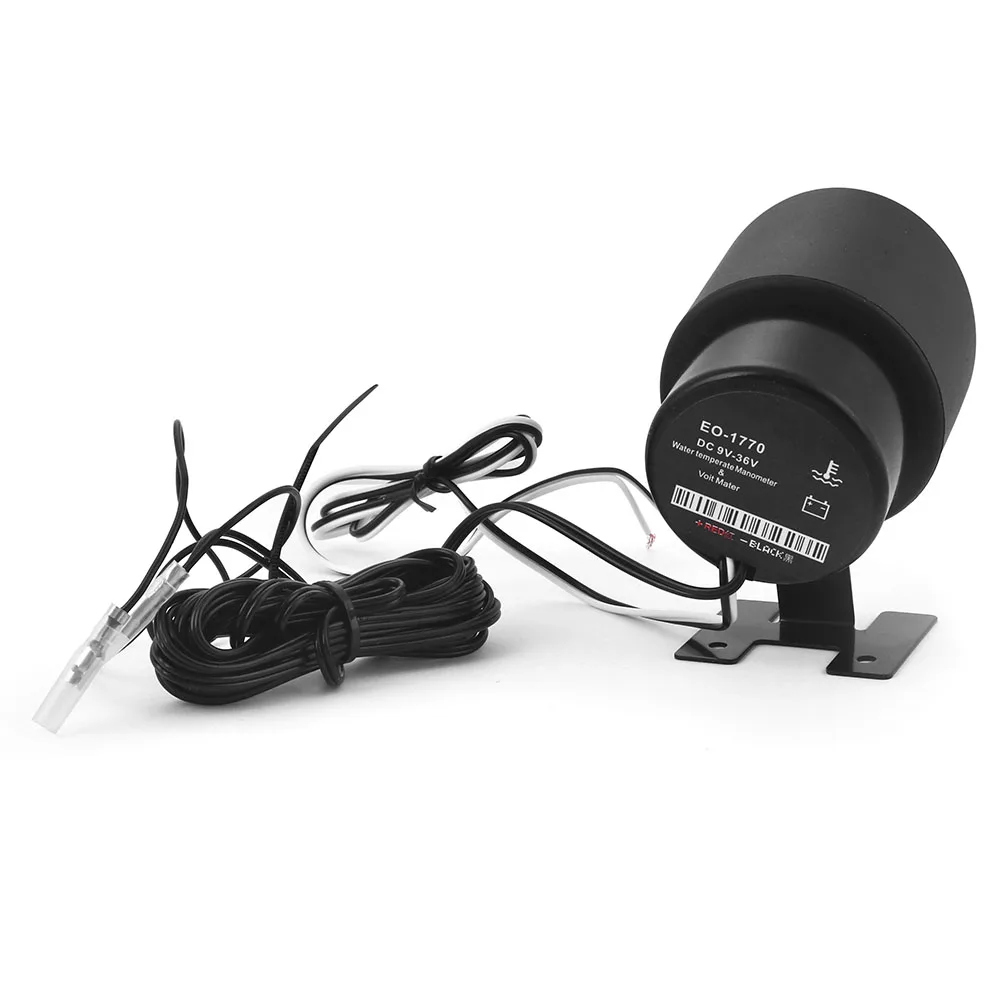 2 in 1 LCD 블루 디지털 자동차 12V 수온 게이지 1-99 섭씨 및 10-24V 전압계, 1/8NPT 온도 센서 어댑터 조인트 파이프 포함
