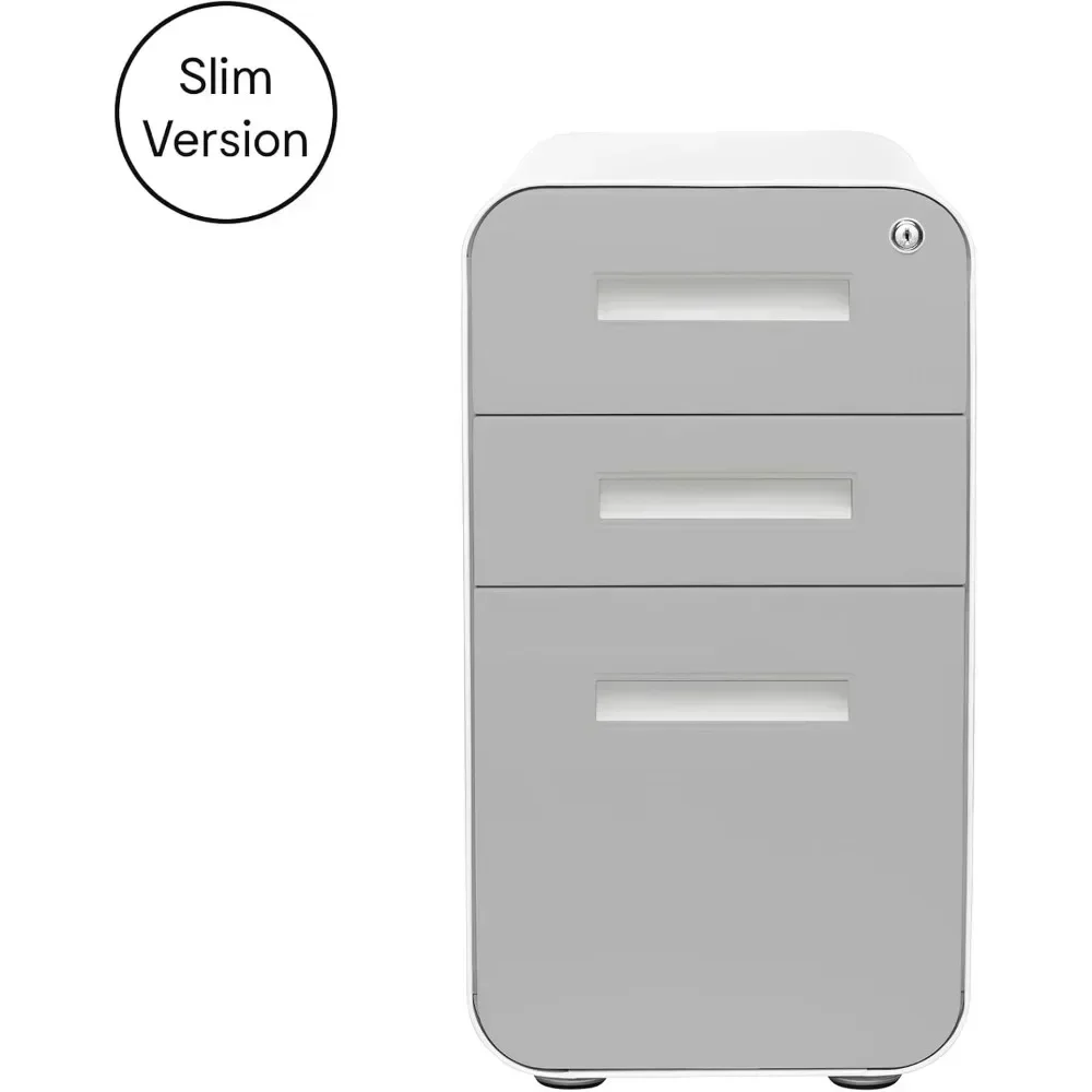 "compact 3-drawer rolling file cabinet with lock, suitable for legal/letter files, under desk storage"