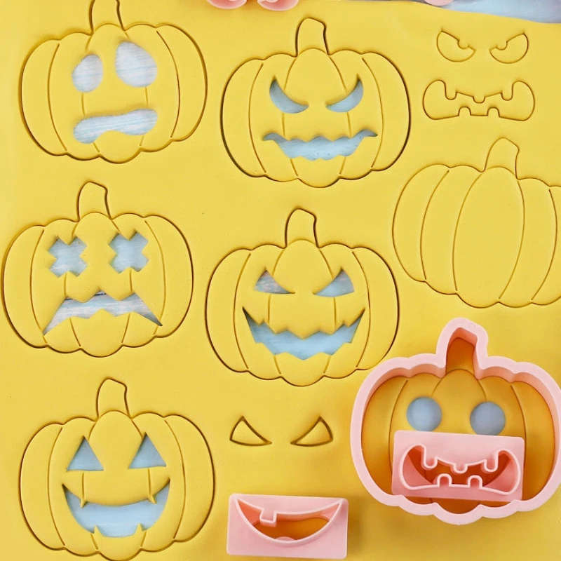 Halloween Cookie Cutters Diy Ghost Pumpkin Fondant Embosser Biscuit Stamp Versatile Cake Tool Baking Supplies 10pcs/ Set cookie cutter fondant cutter baking decorating tools