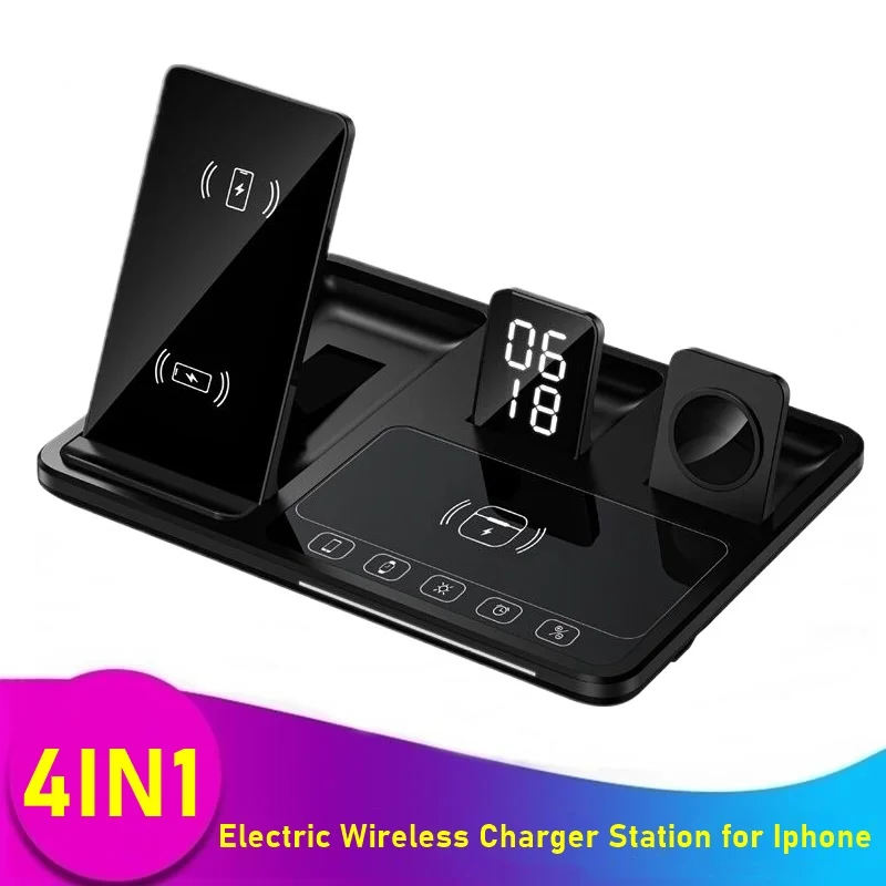 4IN1 Clock Wireless Charger Stand for Iphone 16 15 14 13 12 11
